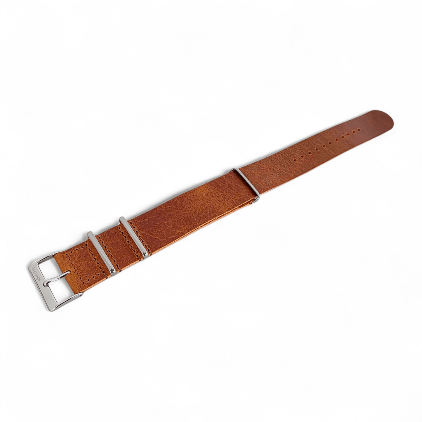 Italian Leather One Piece Military Watch Strap 20mm 22mm Tan Brown - Wrist Envy