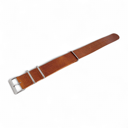 Italian Leather One Piece Military Watch Strap 20mm 22mm Tan Brown - Wrist Envy
