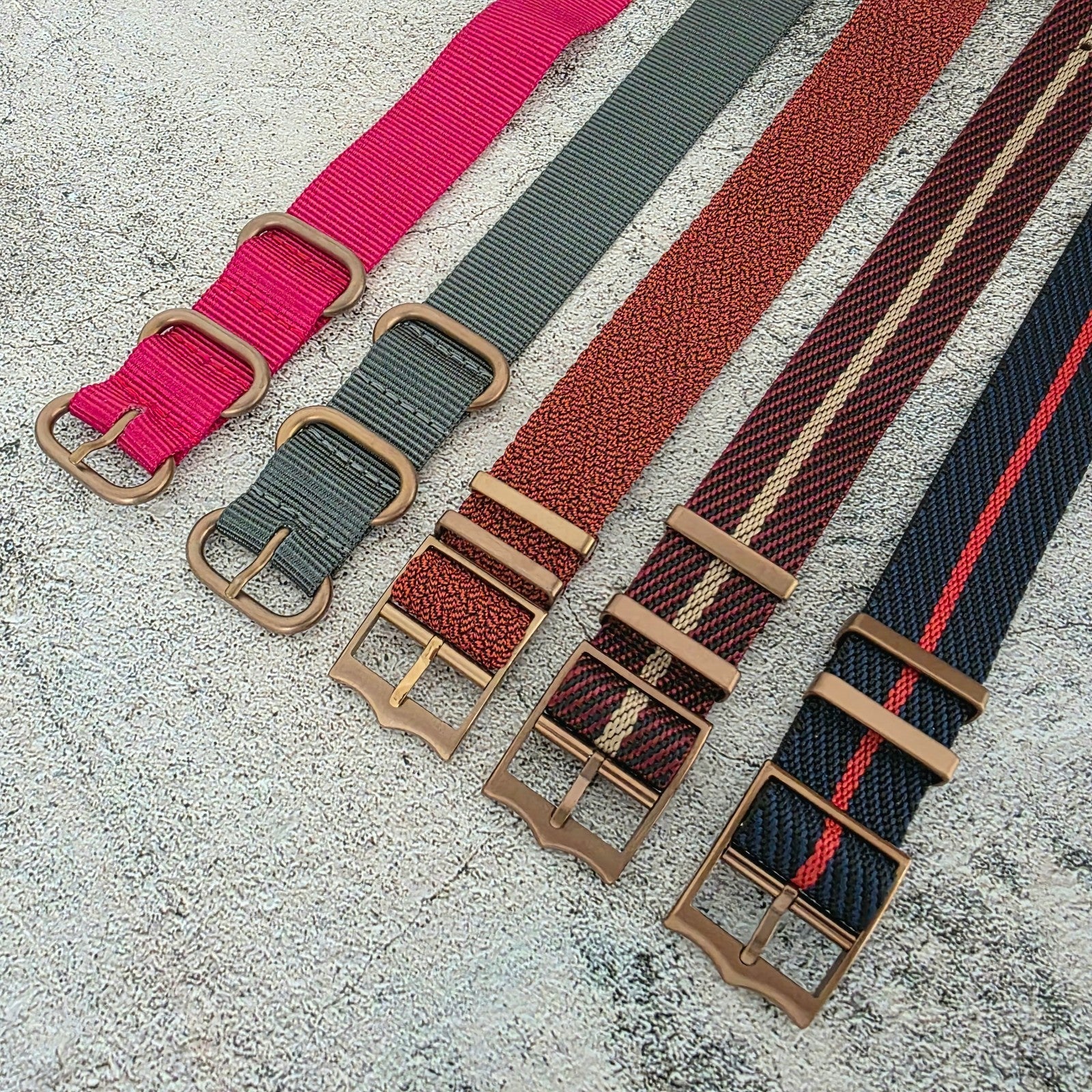 Job Lot of 5 Nylon Watch Straps Bands 20mm Military For Tudor Buckle Bronze Uk - Wrist Envy