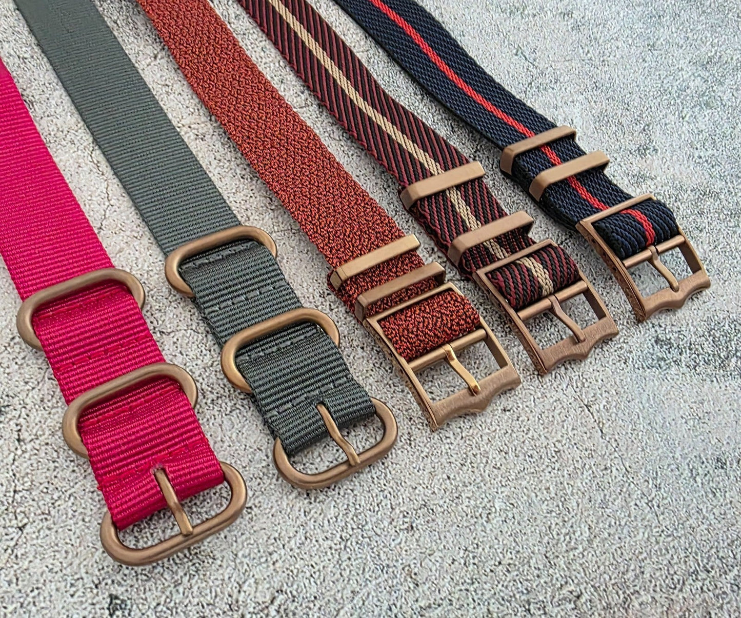 Job Lot of 5 Nylon Watch Straps Bands 20mm Military For Tudor Buckle Bronze Uk - Wrist Envy