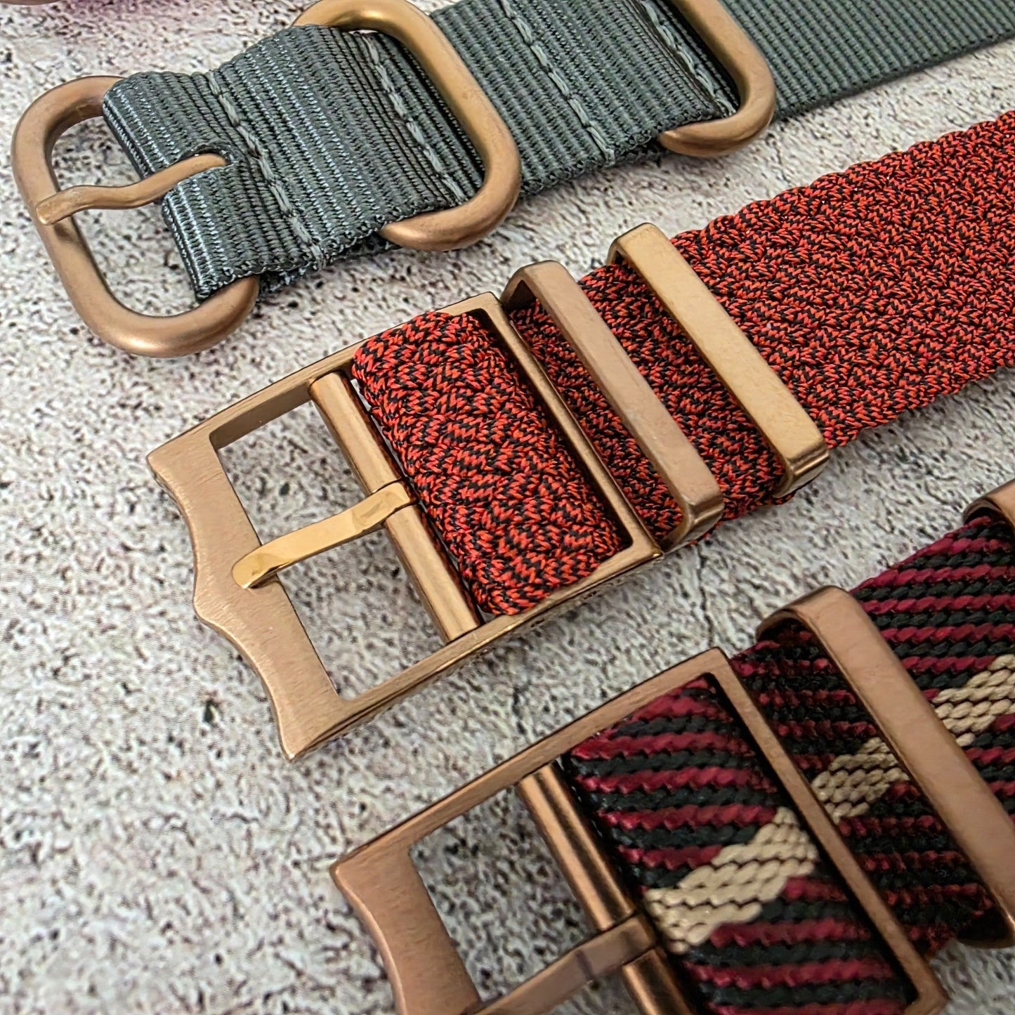 Job Lot of 5 Nylon Watch Straps Bands 20mm Military For Tudor Buckle Bronze Uk - Wrist Envy