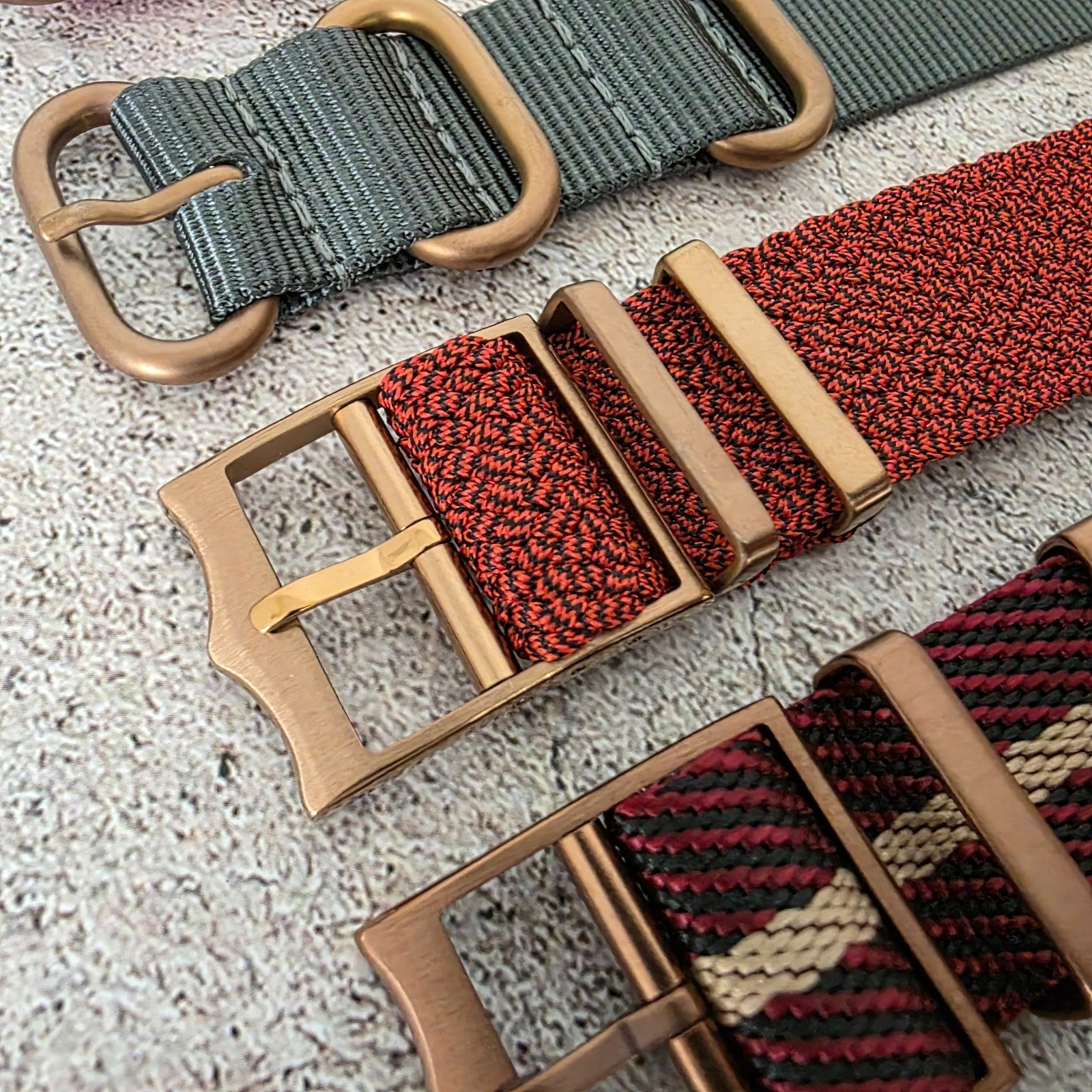Job Lot of 5 Nylon Watch Straps Bands 20mm Military For Tudor Buckle Bronze Uk - Wrist Envy
