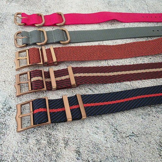 Job Lot of 5 Nylon Watch Straps Bands 20mm Military For Tudor Buckle Bronze Uk - Wrist Envy