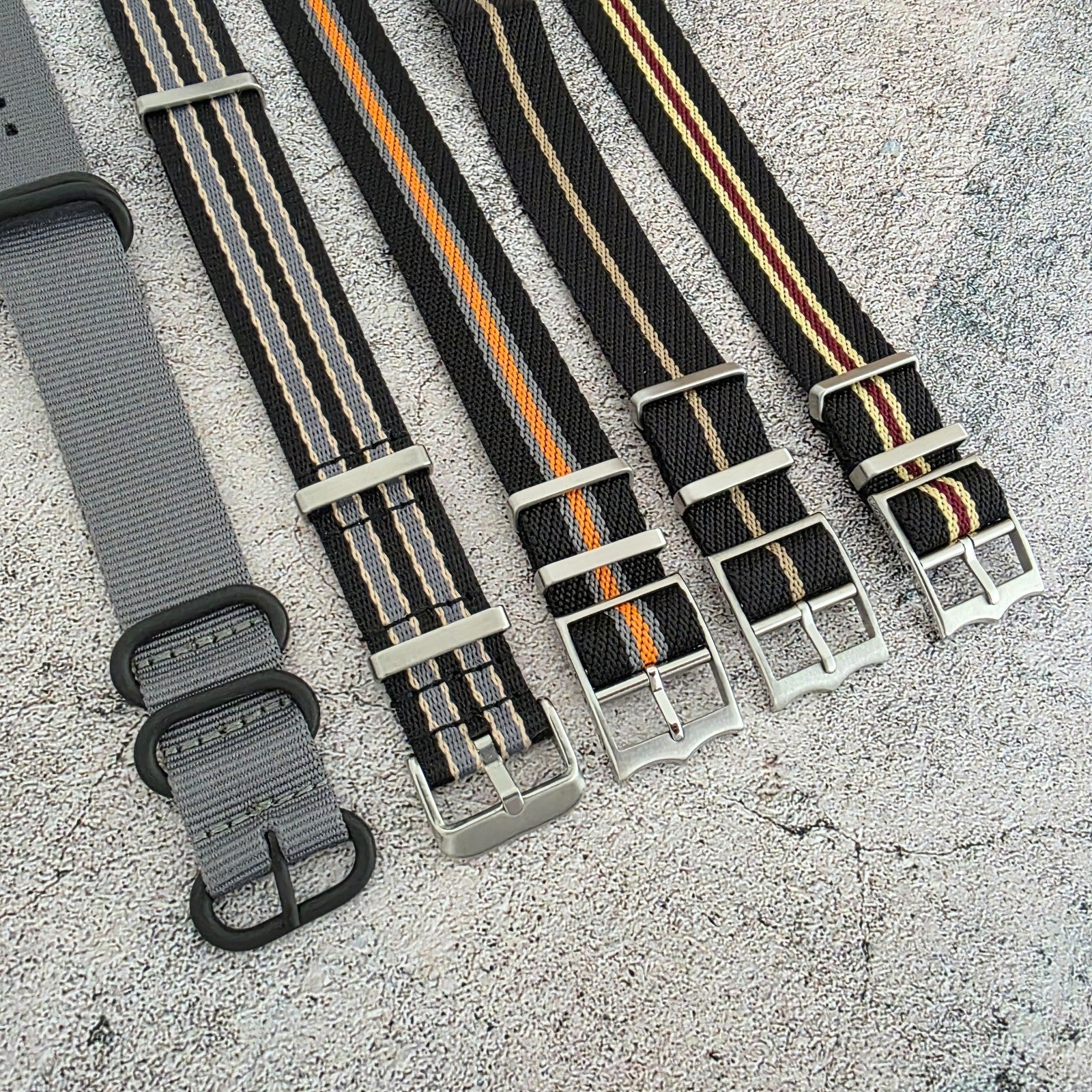 Job Lot of 5 Nylon Watch Straps Bands 20mm Military For Tudor Buckle One Piece - Wrist Envy