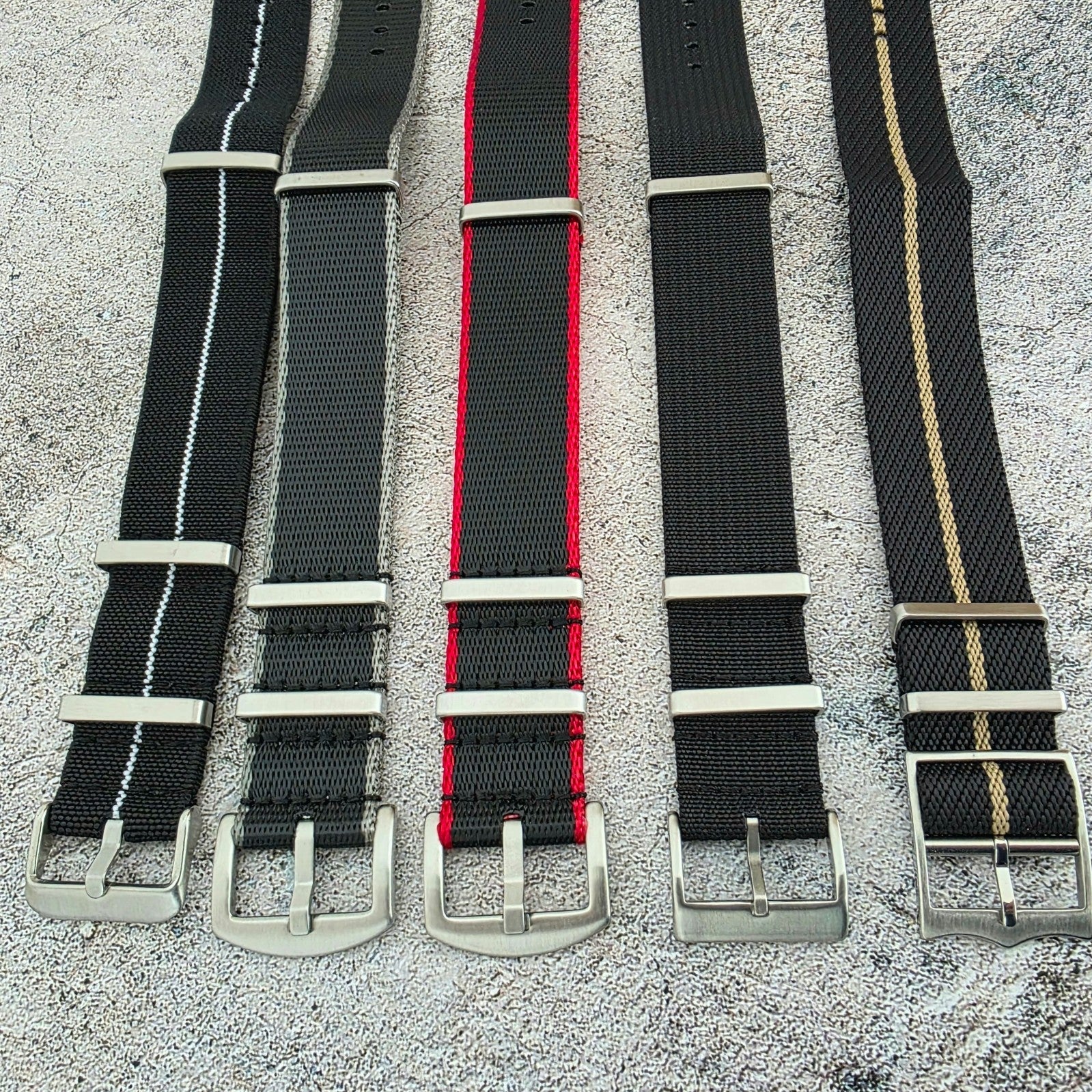 Job Lot of 5 Nylon Watch Straps Bands 22mm Military Black For Tudor Buckle Mens - Wrist Envy