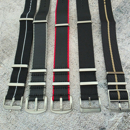 Job Lot of 5 Nylon Watch Straps Bands 22mm Military Black For Tudor Buckle Mens - Wrist Envy