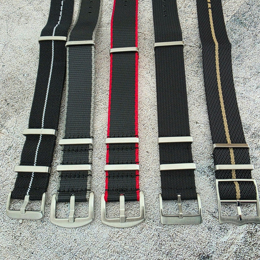 Job Lot of 5 Nylon Watch Straps Bands 22mm Military Black For Tudor Buckle Mens - Wrist Envy
