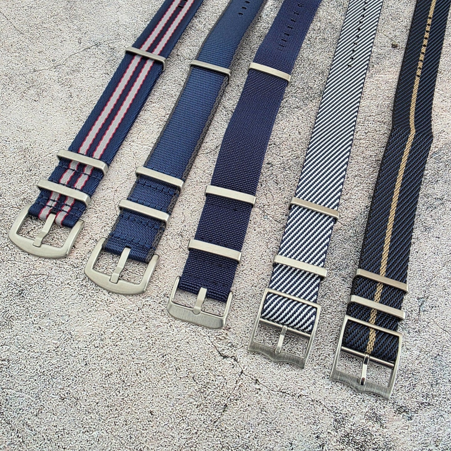 Job Lot of 5 Nylon Watch Straps Bands 22mm Military Blue For Tudor Buckle Mens - Wrist Envy