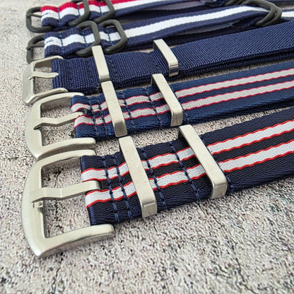 Job Lot of 5 Nylon Watch Straps Bands 22mm Military Blue For Tudor Buckle Red UK - Wrist Envy