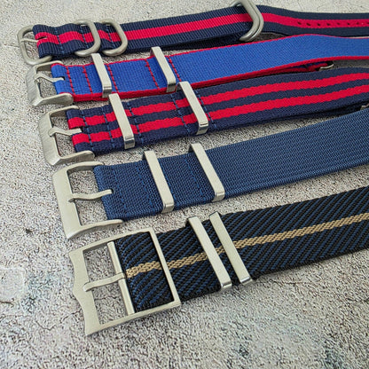 Job Lot of 5 Nylon Watch Straps Bands 22mm Military Blue Red For Tudor Buckle - Wrist Envy