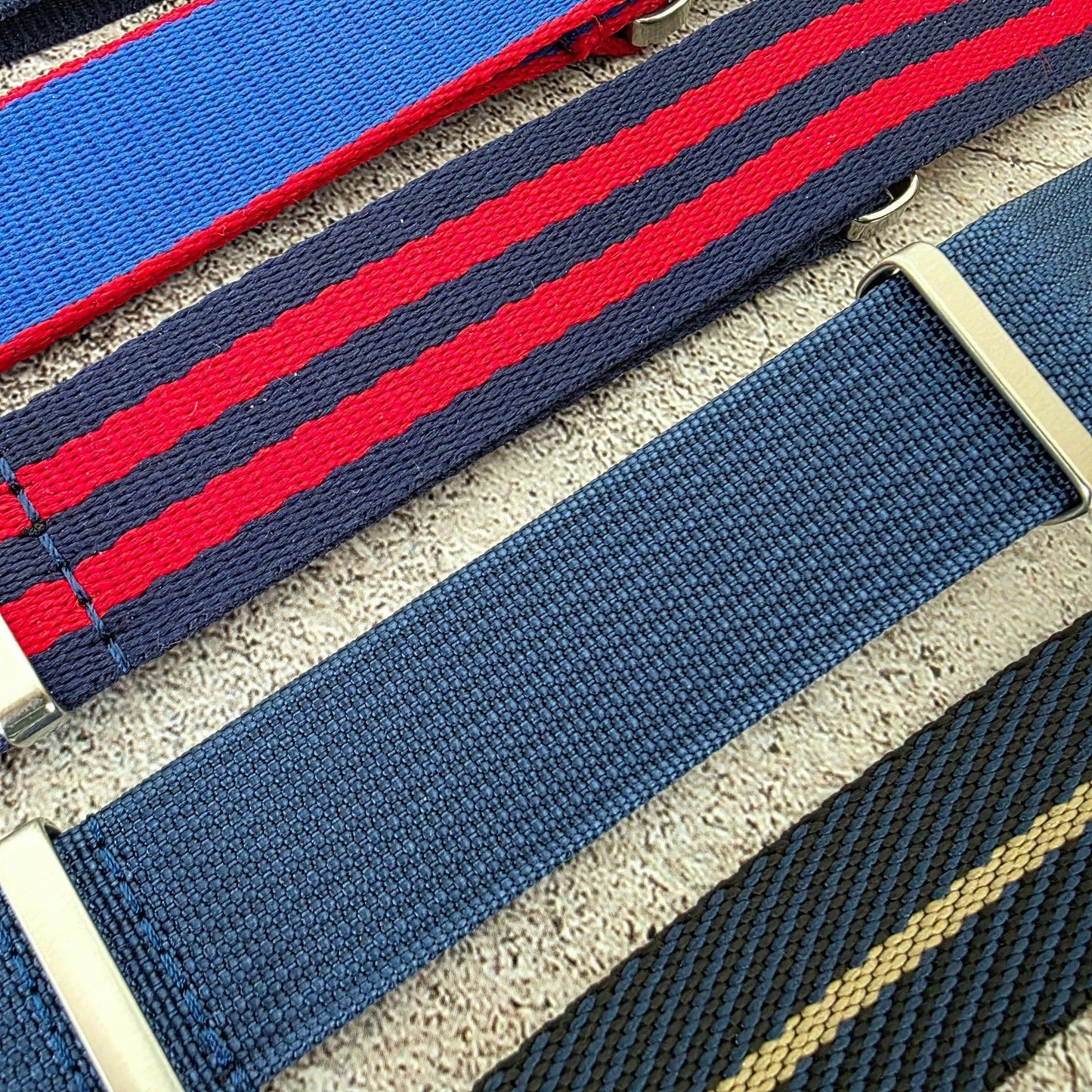 Job Lot of 5 Nylon Watch Straps Bands 22mm Military Blue Red For Tudor Buckle - Wrist Envy
