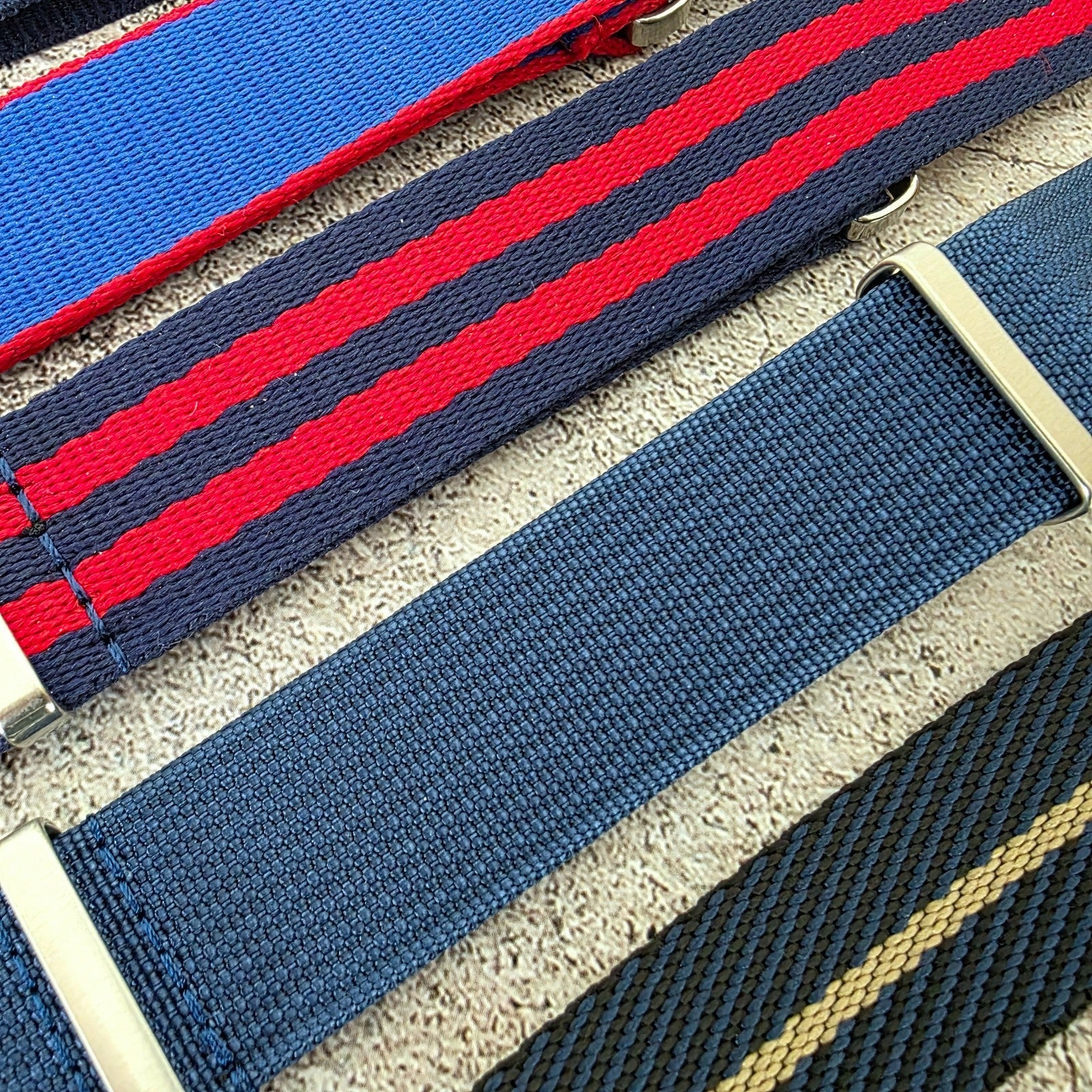 Job Lot of 5 Nylon Watch Straps Bands 22mm Military Blue Red For Tudor Buckle - Wrist Envy