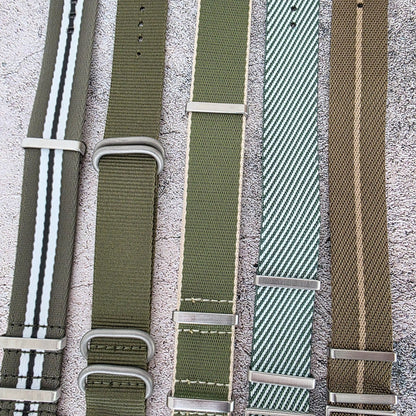 Job Lot of 5 Nylon Watch Straps Bands 22mm Military Green For Tudor Buckle Mens - Wrist Envy