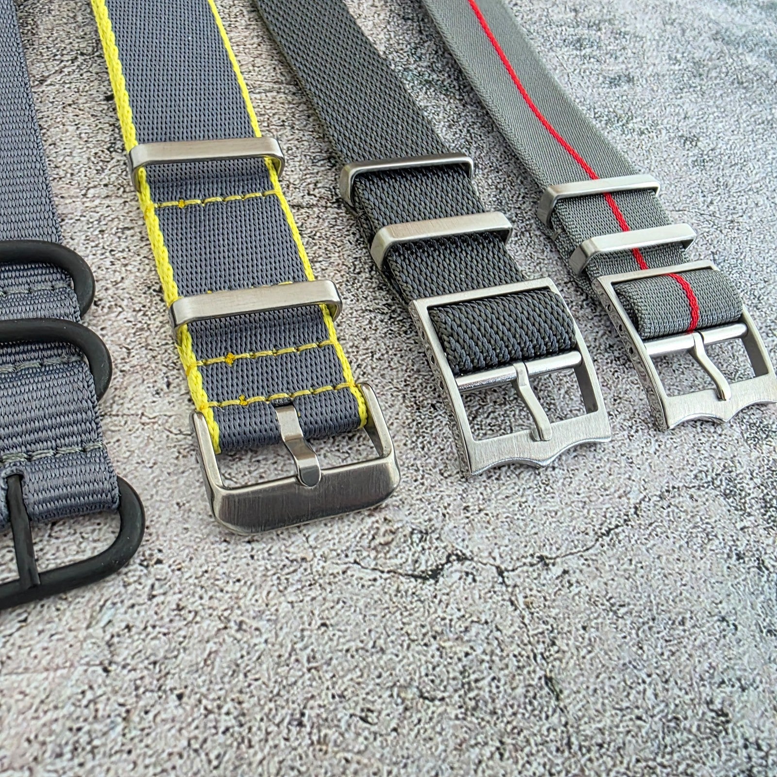 Job Lot of 5 Nylon Watch Straps Bands 22mm Military Grey For Tudor Buckle Mens - Wrist Envy