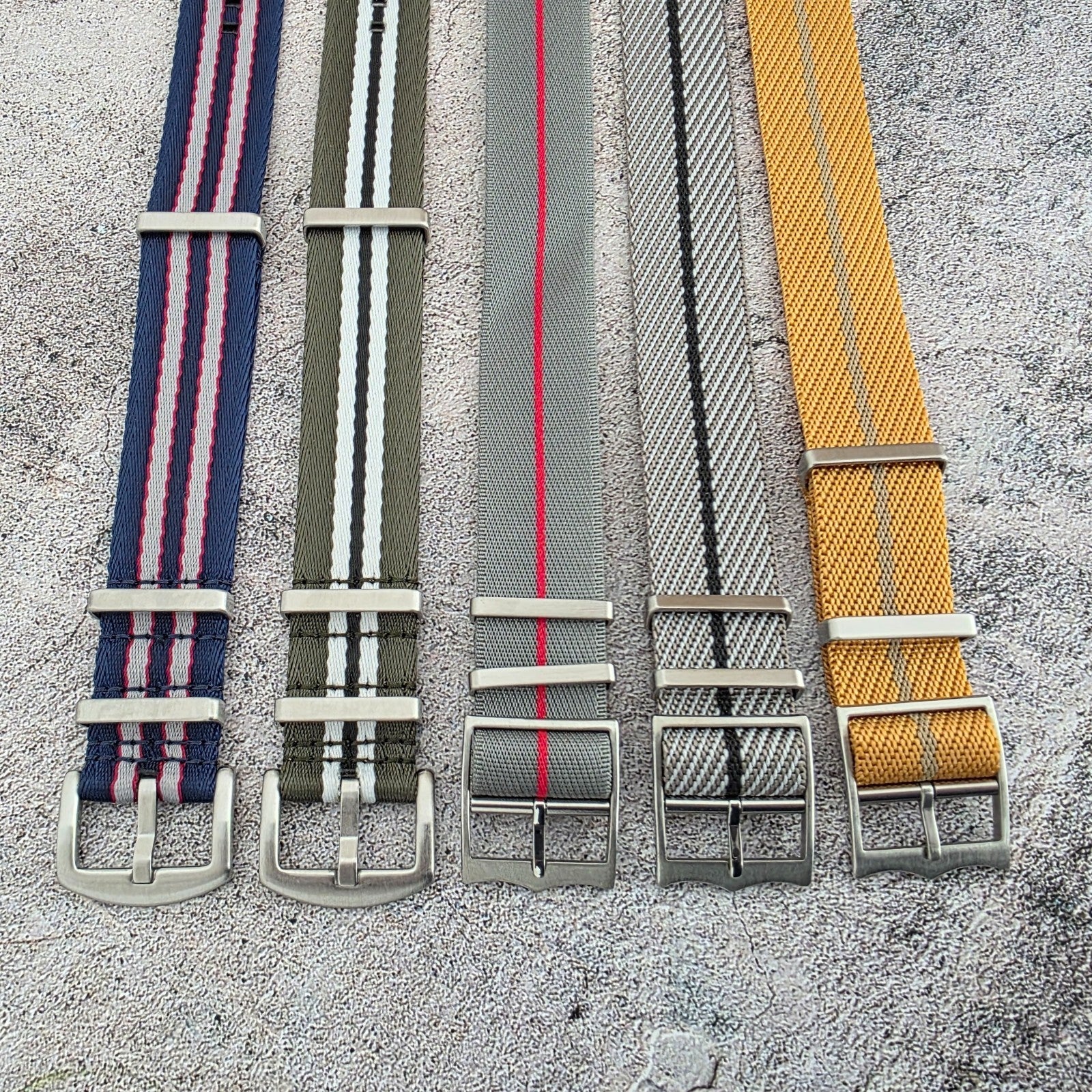 Job Lot of 5 Nylon Watch Straps Bands 22mm Military Mixed For Tudor Buckle Mens - Wrist Envy