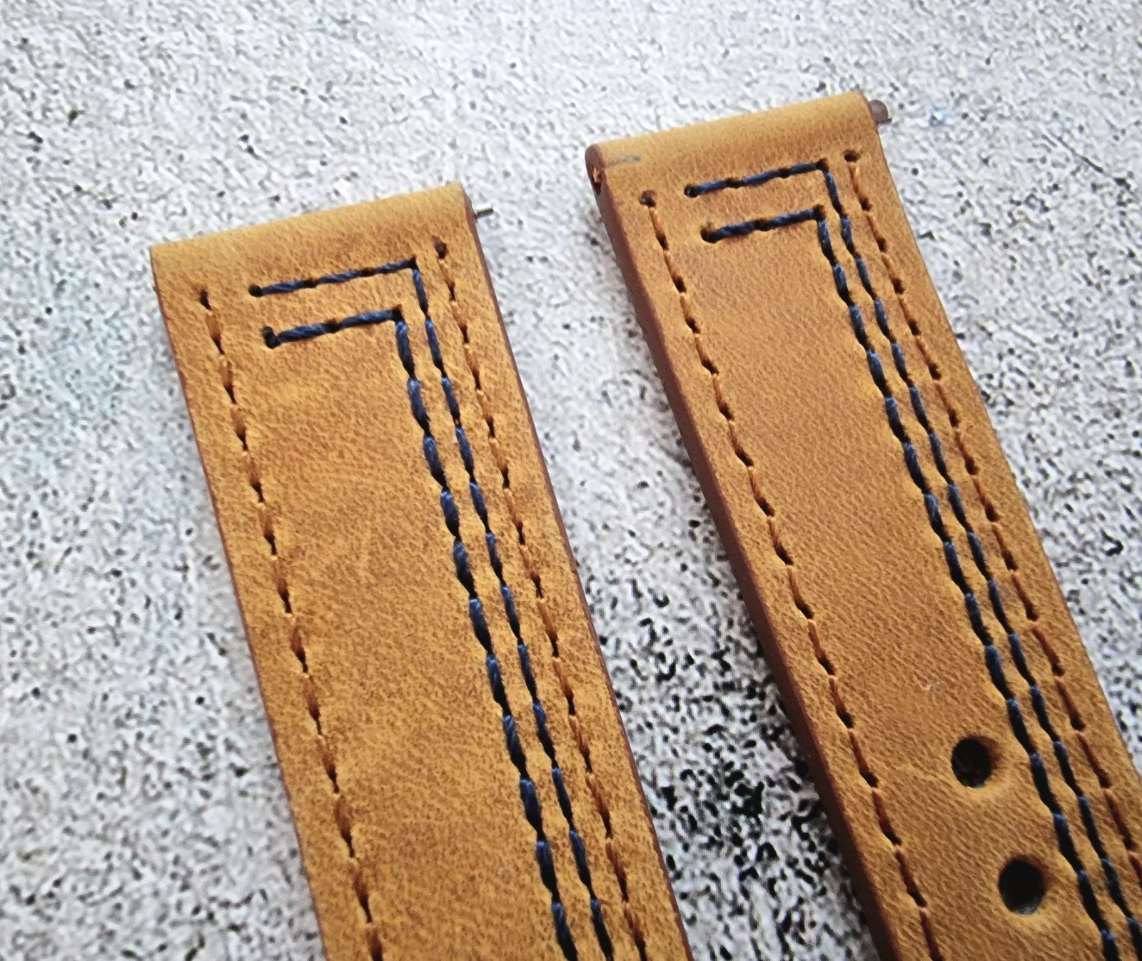 Leather Watch Strap Band Black Buckle Two Piece Quick Release 20mm Brown Blue UK - Wrist Envy