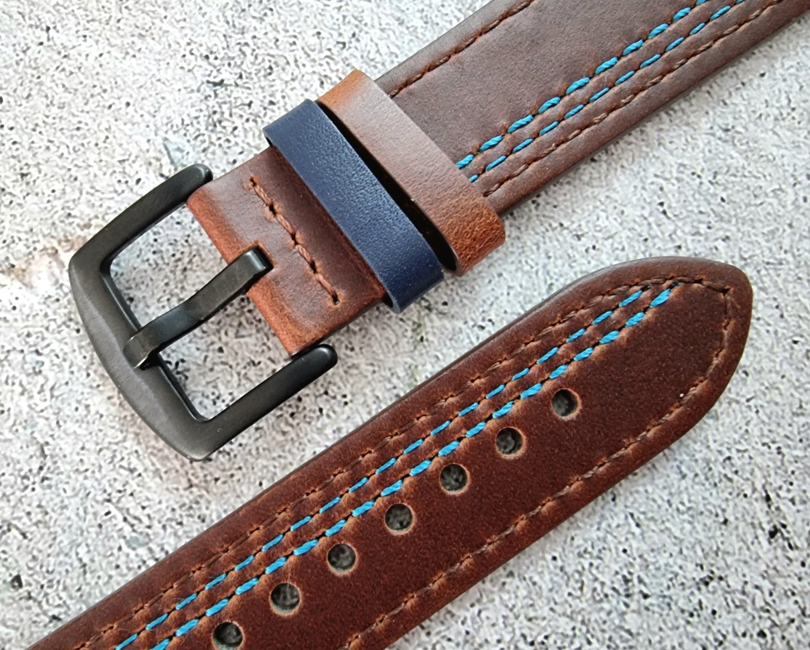 Leather Watch Strap Band Black Buckle Two Piece Quick Release 20mm Dark Brown UK - Wrist Envy