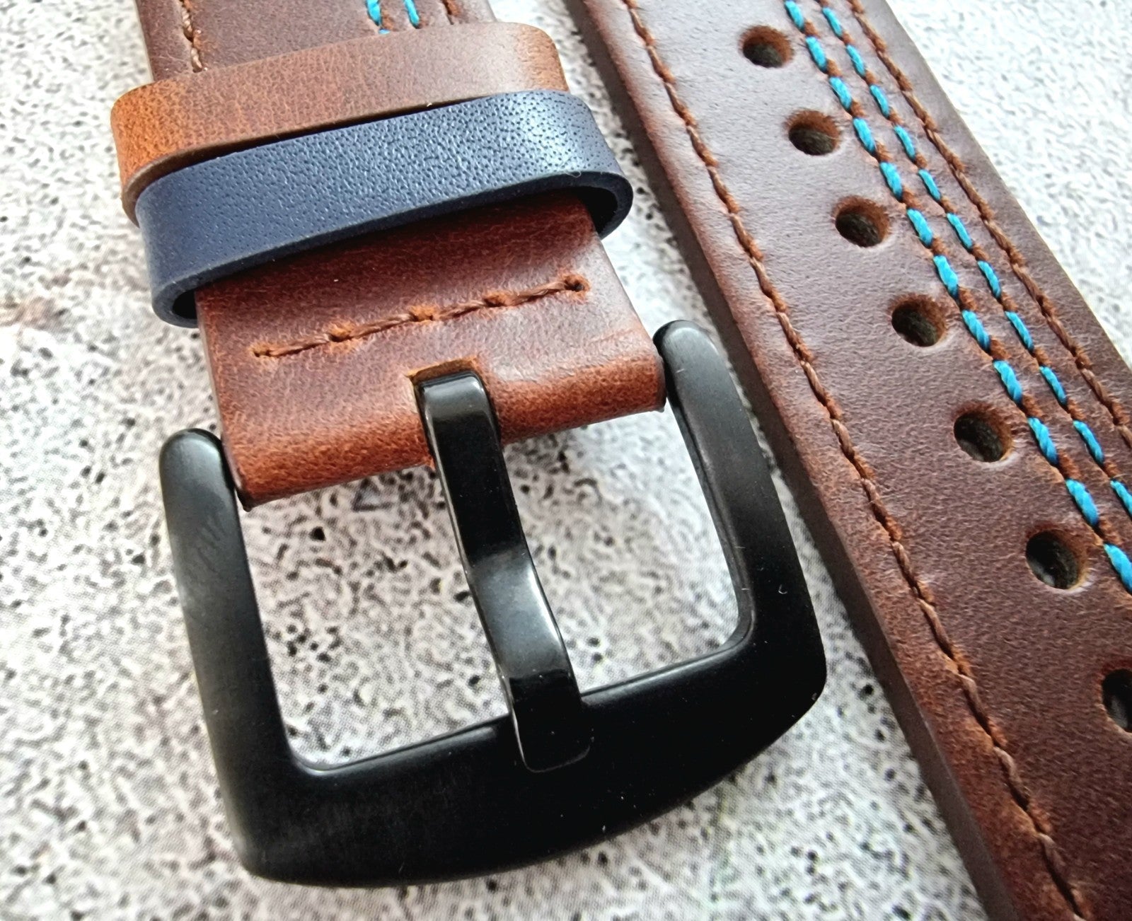 Leather Watch Strap Band Black Buckle Two Piece Quick Release 20mm Dark Brown UK - Wrist Envy