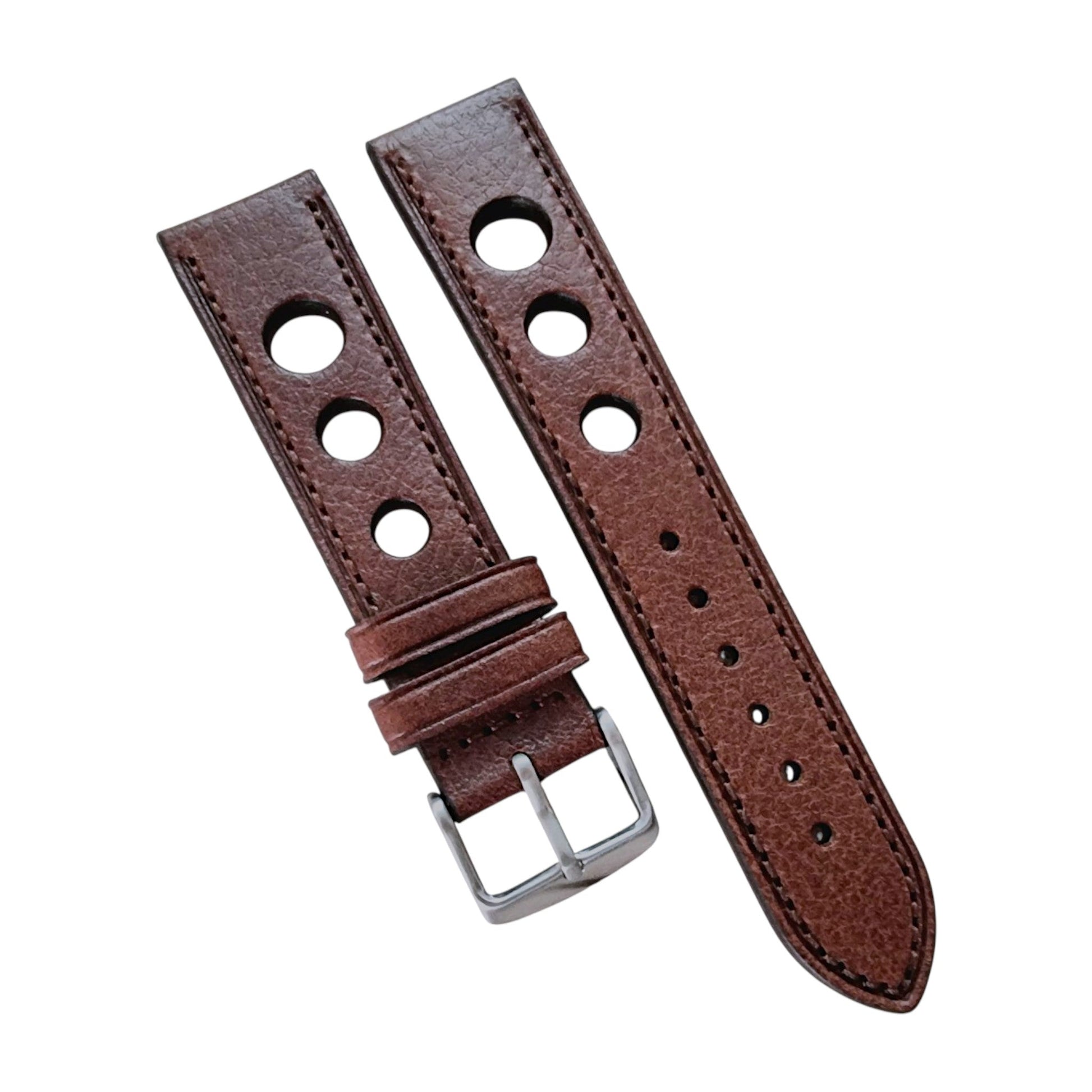 Leather Watch Strap Band Rally Racing Hole Vintage Grand Prix 18mm 20mm 22mm UK - Wrist Envy