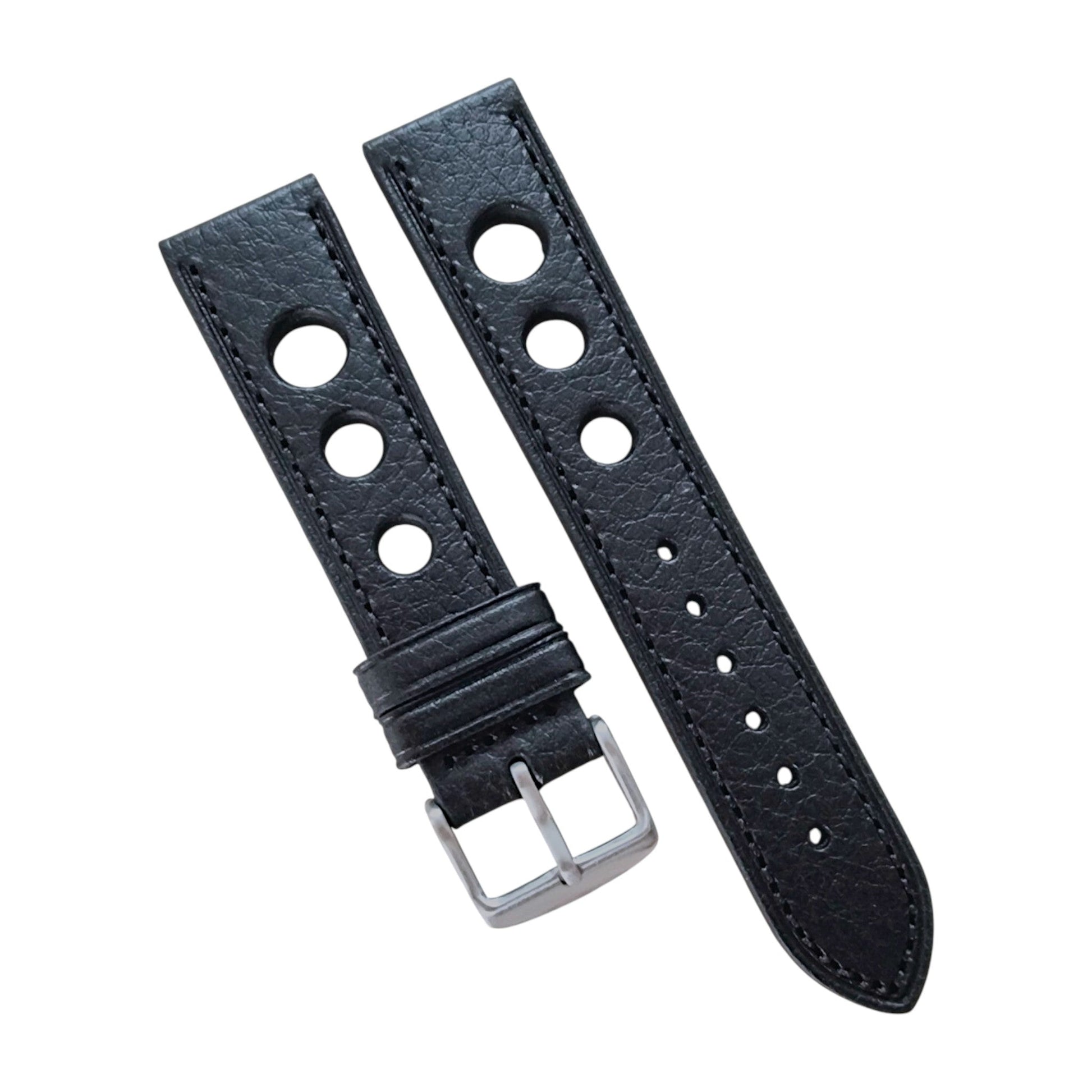 Leather Watch Strap Band Rally Racing Hole Vintage Grand Prix 18mm 20mm 22mm UK - Wrist Envy