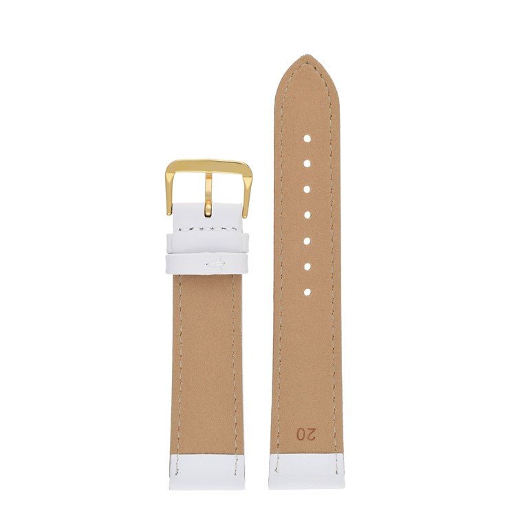 Leather Watch Strap Stitched 8mm to 30mm White - Wrist Envy