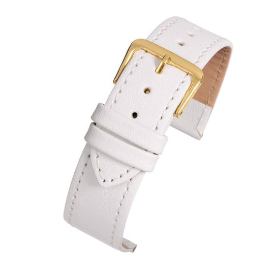 Leather Watch Strap Stitched 8mm to 30mm White - Wrist Envy