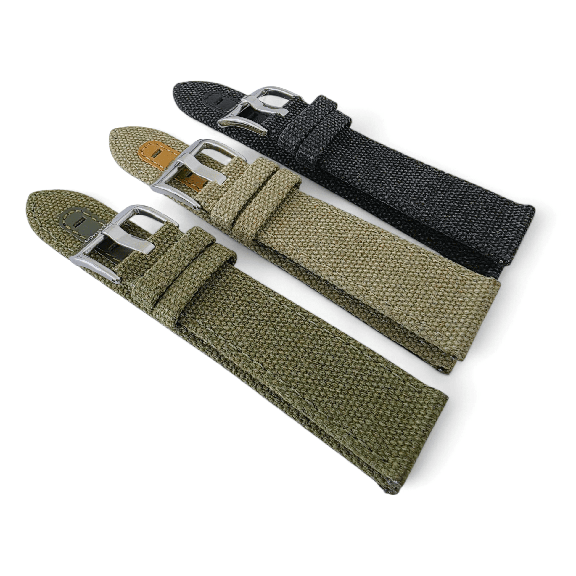 Luxury Canvas Watch Strap 4mm Thick 18mm 20mm 22mm Army Green - Wrist Envy