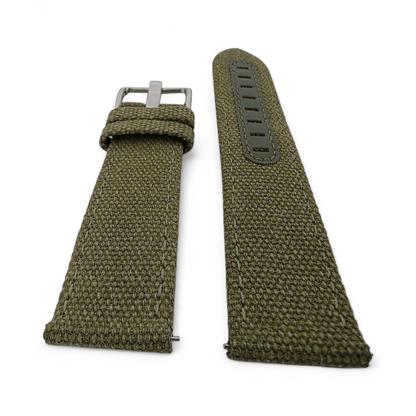Luxury Canvas Watch Strap 4mm Thick 18mm 20mm 22mm Army Green - Wrist Envy