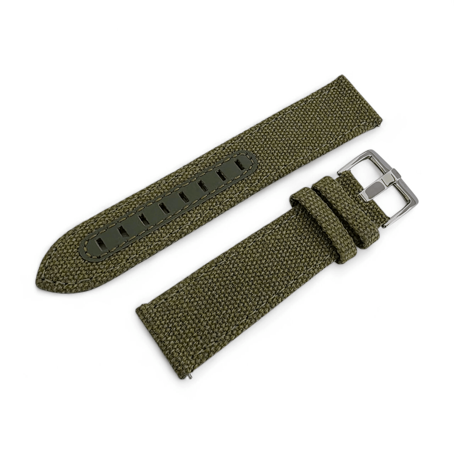 Luxury Canvas Watch Strap 4mm Thick 18mm 20mm 22mm Army Green - Wrist Envy