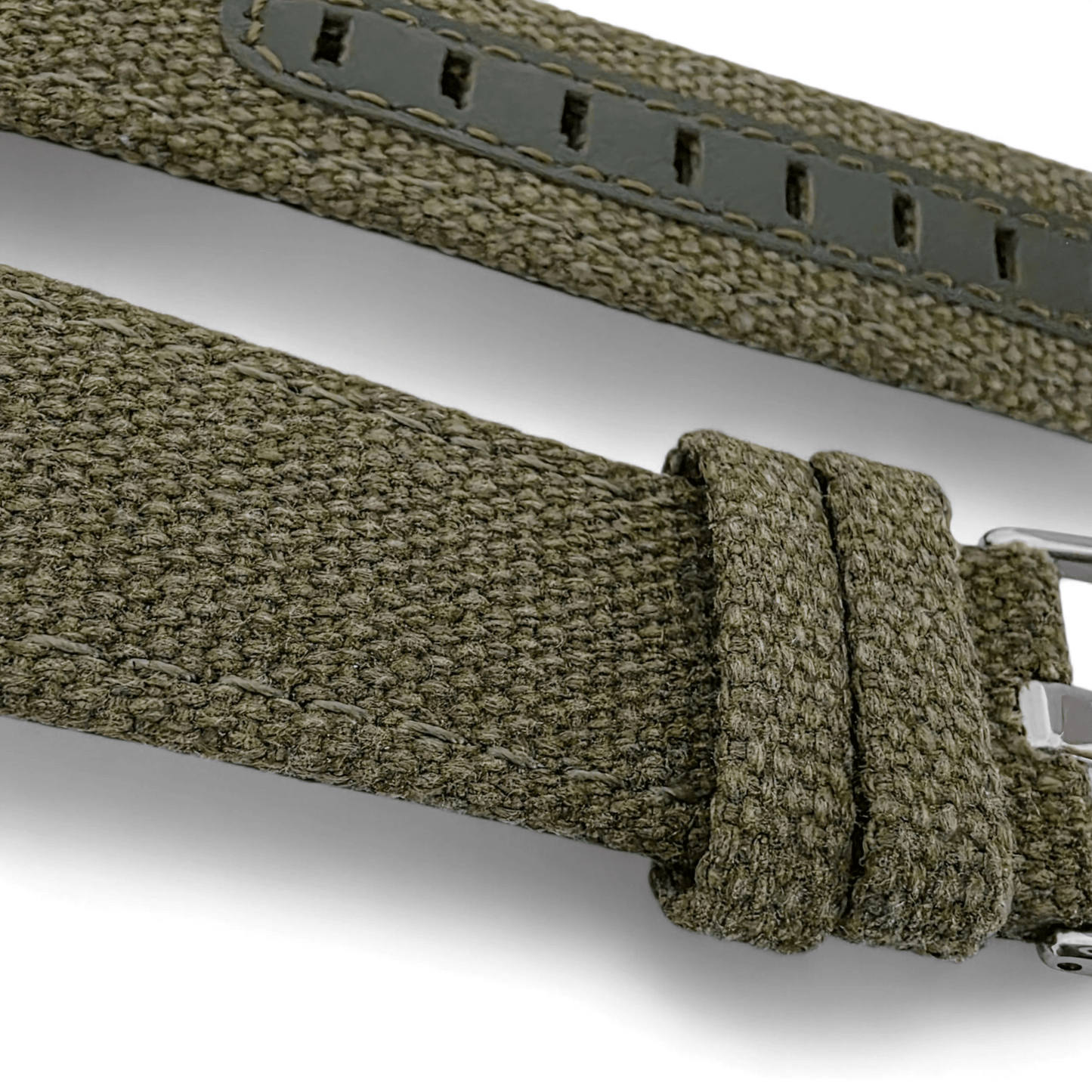 Luxury Canvas Watch Strap 4mm Thick 18mm 20mm 22mm Army Green - Wrist Envy