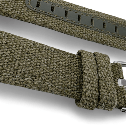 Luxury Canvas Watch Strap 4mm Thick 18mm 20mm 22mm Army Green - Wrist Envy