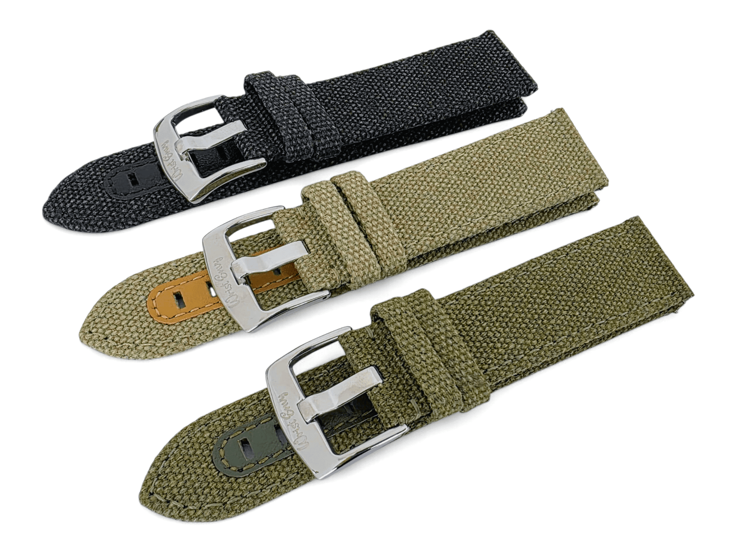 Luxury Canvas Watch Strap 4mm Thick 18mm 20mm 22mm Army Green - Wrist Envy