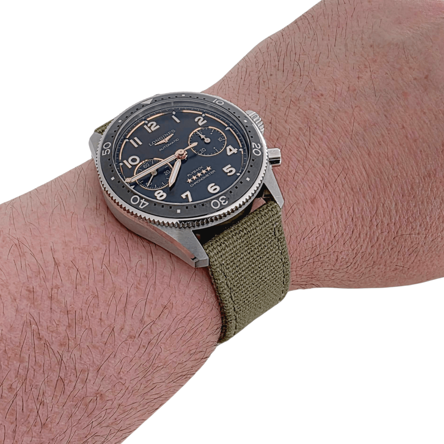 Luxury Canvas Watch Strap 4mm Thick 18mm 20mm 22mm Army Green - Wrist Envy