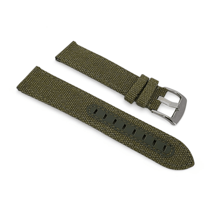 Luxury Canvas Watch Strap 4mm Thick 18mm 20mm 22mm Army Green - Wrist Envy