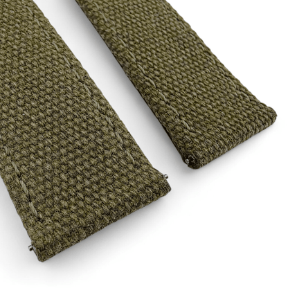 Luxury Canvas Watch Strap 4mm Thick 18mm 20mm 22mm Army Green - Wrist Envy