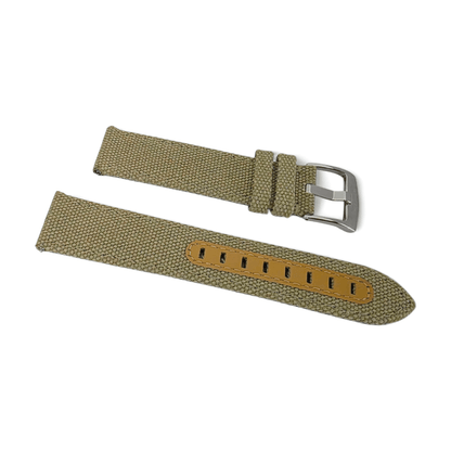 Luxury Canvas Watch Strap 4mm Thick 18mm 20mm 22mm Khaki Beige - Wrist Envy