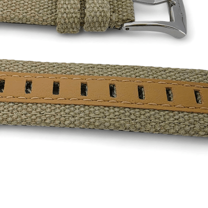 Luxury Canvas Watch Strap 4mm Thick 18mm 20mm 22mm Khaki Beige - Wrist Envy