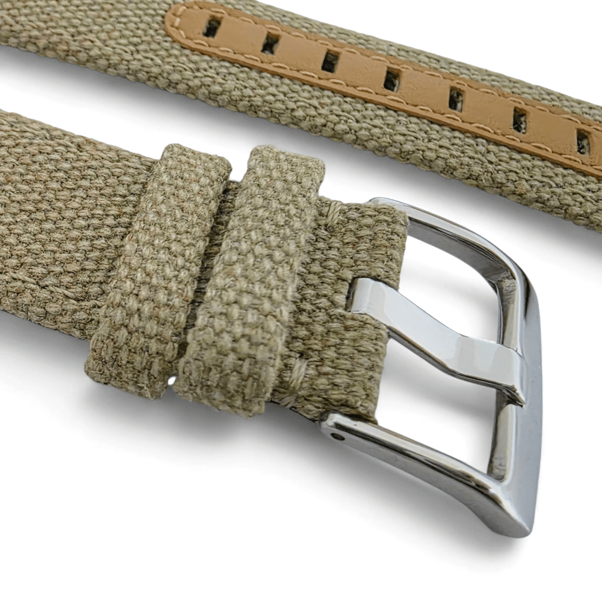 Luxury Canvas Watch Strap 4mm Thick 18mm 20mm 22mm Khaki Beige - Wrist Envy
