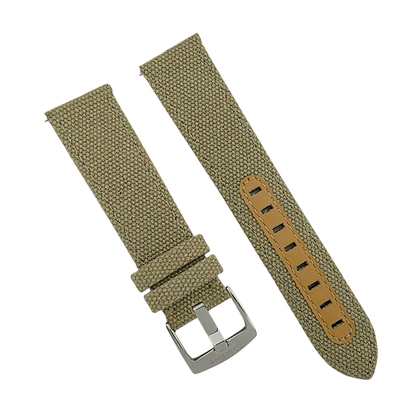Luxury Canvas Watch Strap 4mm Thick 18mm 20mm 22mm Khaki Beige - Wrist Envy