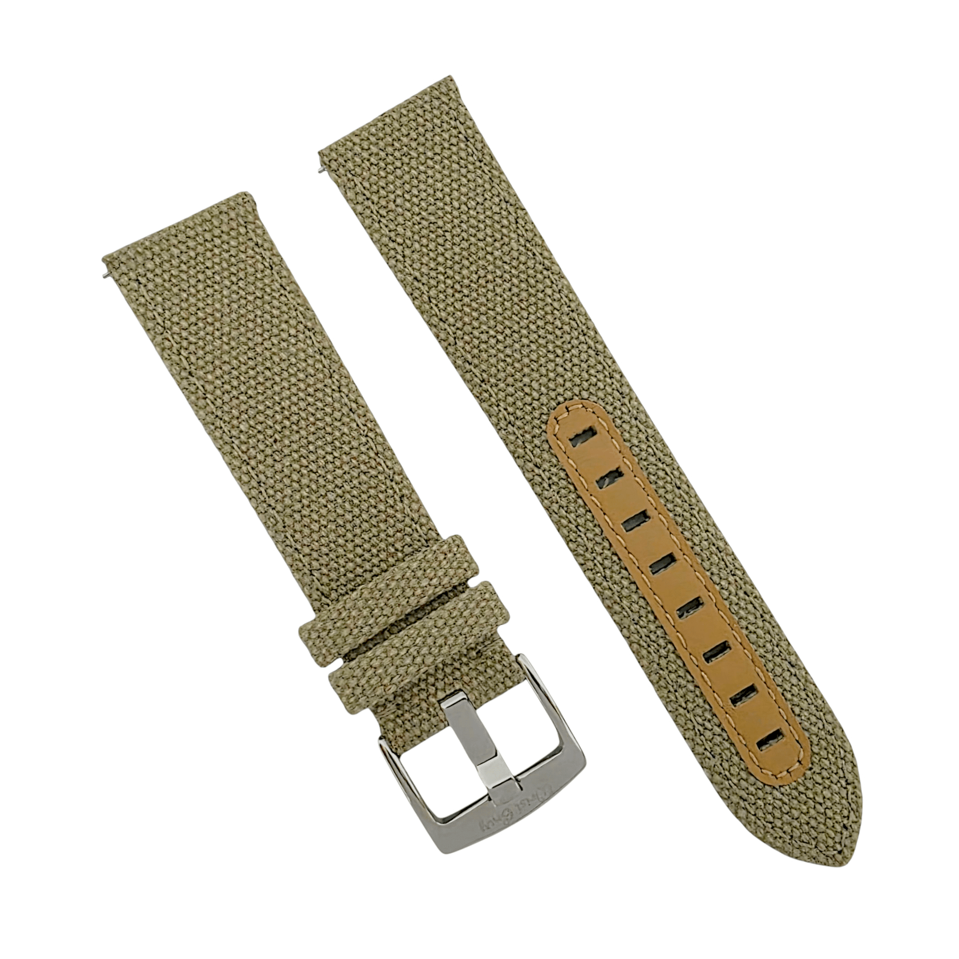 Luxury Canvas Watch Strap 4mm Thick 18mm 20mm 22mm Khaki Beige - Wrist Envy