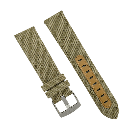 Luxury Canvas Watch Strap 4mm Thick 18mm 20mm 22mm Khaki Beige - Wrist Envy