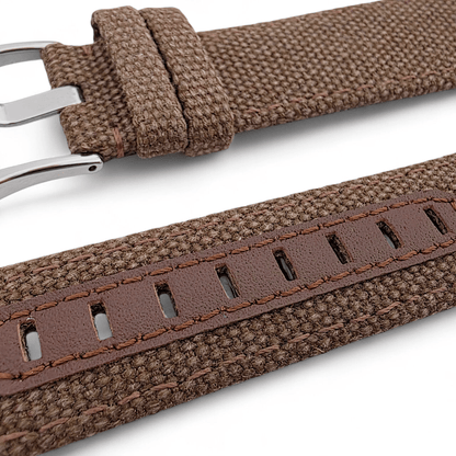 Luxury Canvas Watch Strap 4mm Thick 20mm 22mm Espresso Brown - Wrist Envy