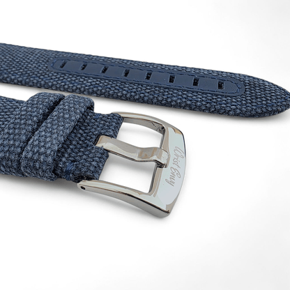 Luxury Canvas Watch Strap 4mm Thick 20mm 22mm Navy Blue - Wrist Envy