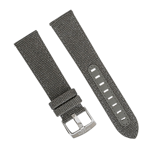 Luxury Canvas Watch Strap 4mm Thick 20mm 22mm Steel Grey - Wrist Envy