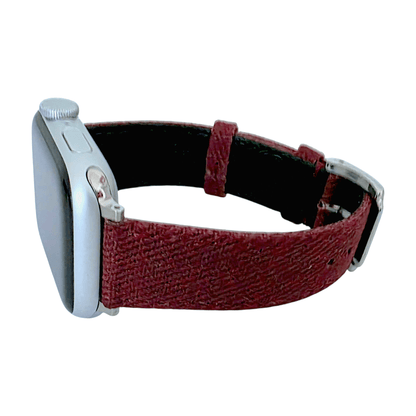 Luxury Denim Twill Strap For Apple Watch Burgundy - Wrist Envy