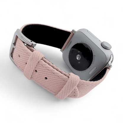Luxury Denim Twill Strap For Apple Watch Light Pink - Wrist Envy