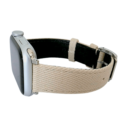 Luxury Denim Twill Strap For Apple Watch Light Starlight - Wrist Envy