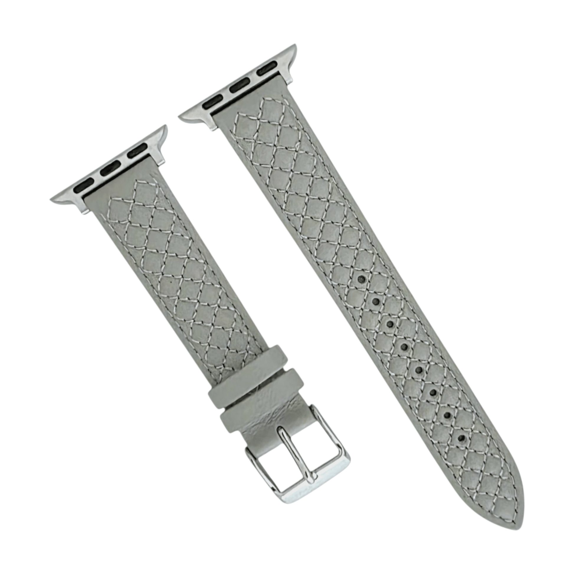 Luxury Italian Leather Diamond Stitch Watch Strap For Apple Watch Grey - Wrist Envy