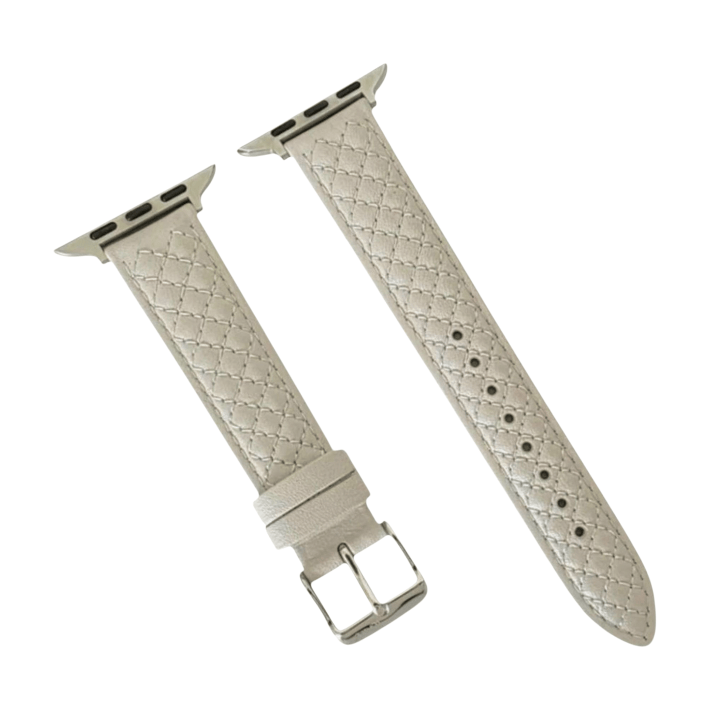 Luxury Italian Leather Diamond Stitch Watch Strap For Apple Watch Starlight - Wrist Envy