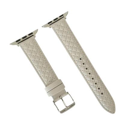 Luxury Italian Leather Diamond Stitch Watch Strap For Apple Watch Starlight - Wrist Envy